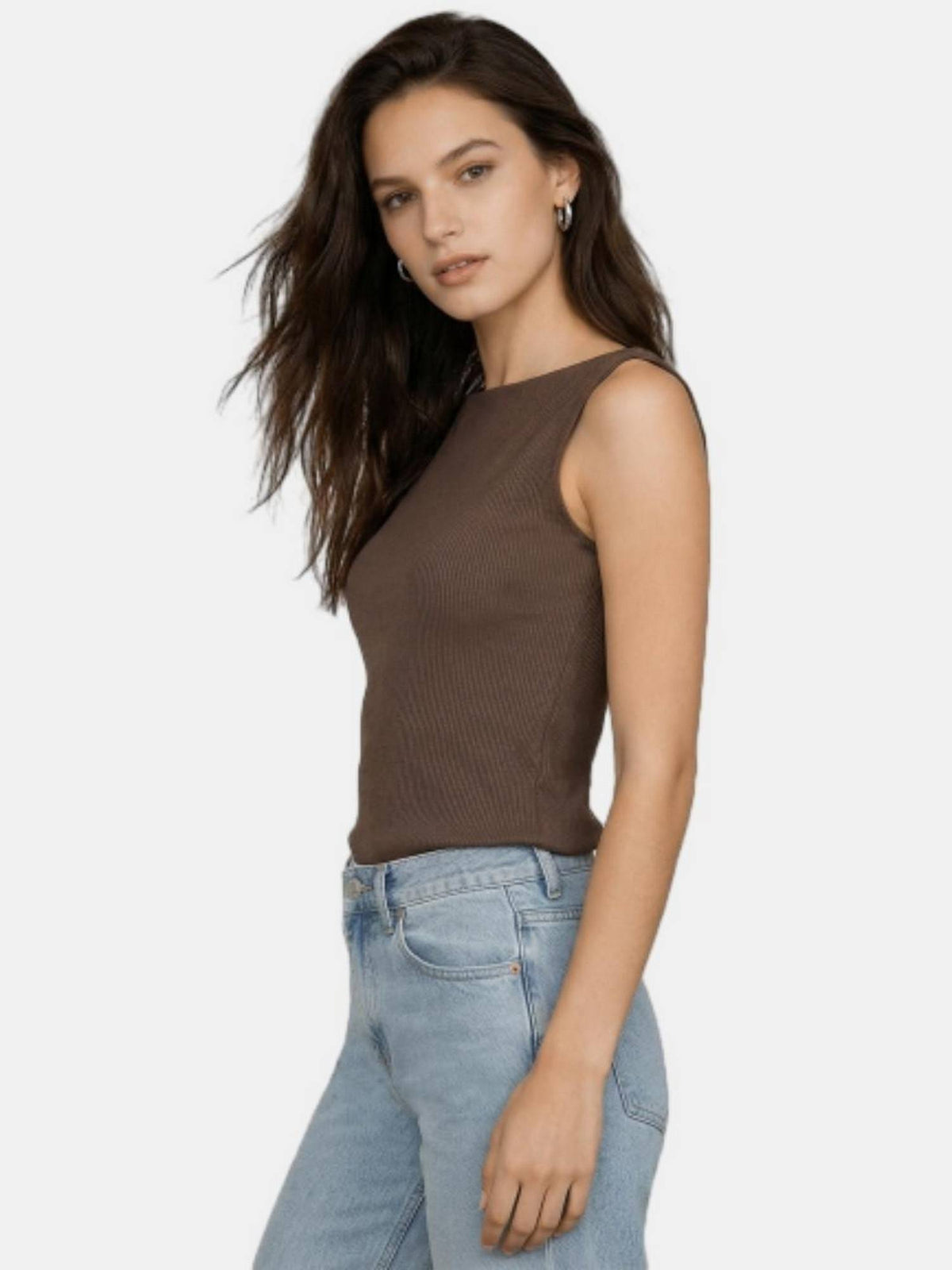 White Solid Regular Fit Tank Top | TT98 - view 8