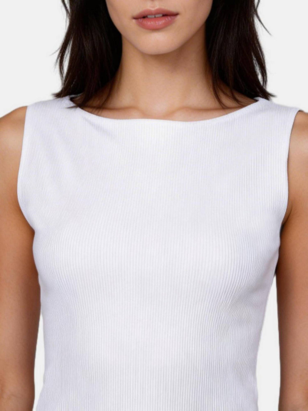 White Solid Regular Fit Tank Top | TT98 - view 5
