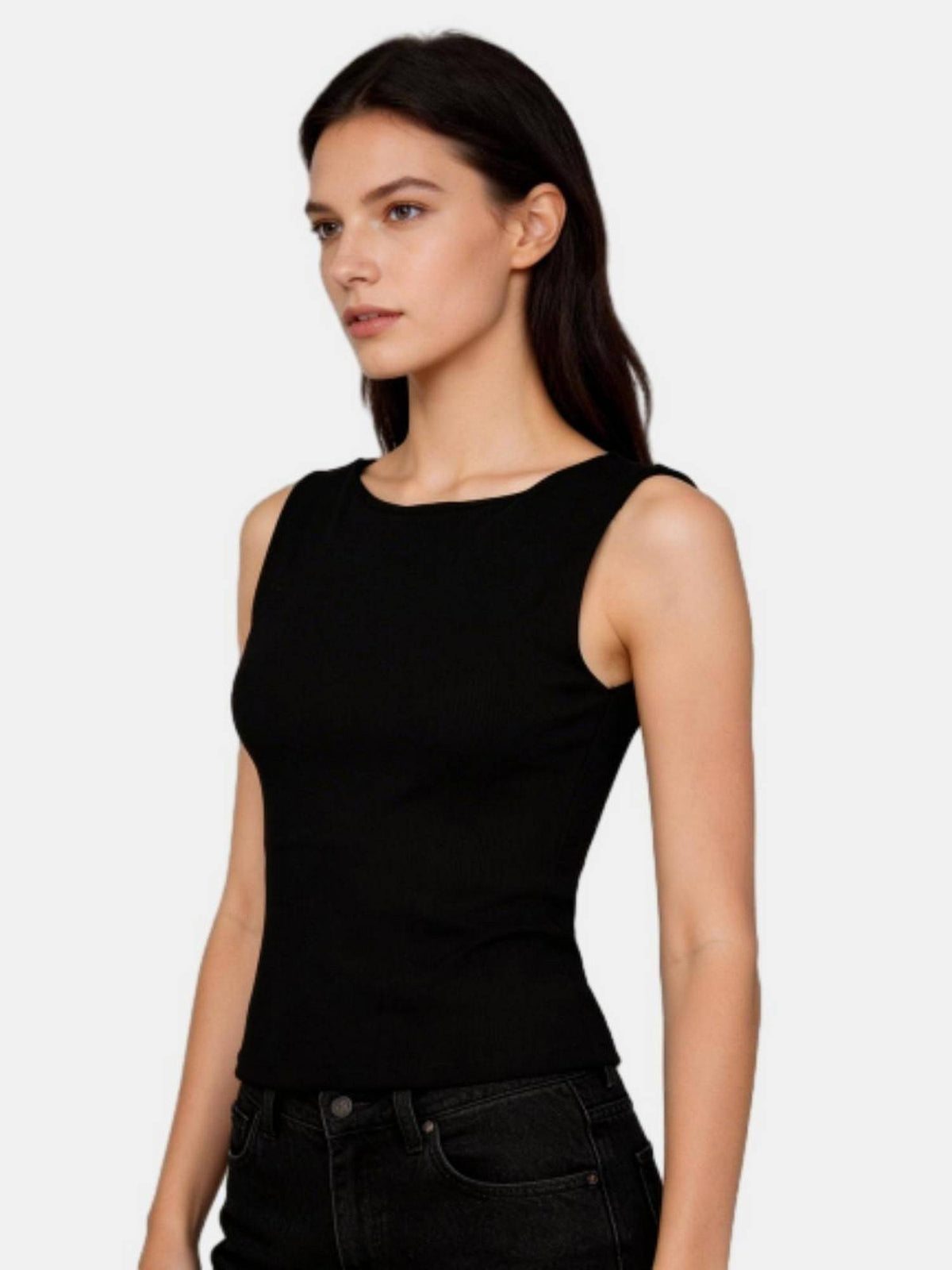 White Solid Regular Fit Tank Top | TT98 - view 18