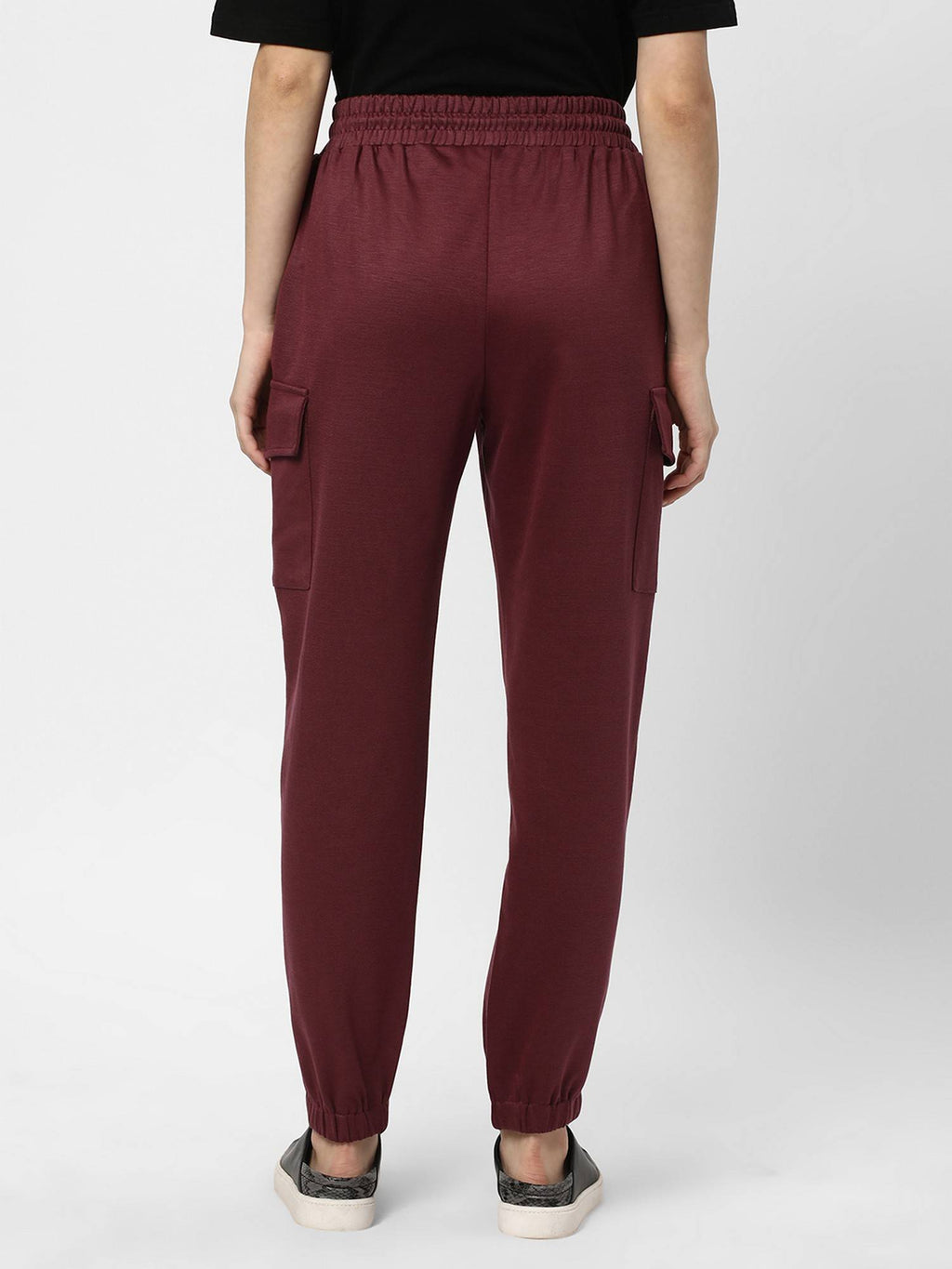 Burgundy Solid Regular Joggers | WJ89 - view 3