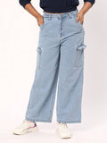 Solid Wide Cotton Blue Jeans | BG78 - view 1