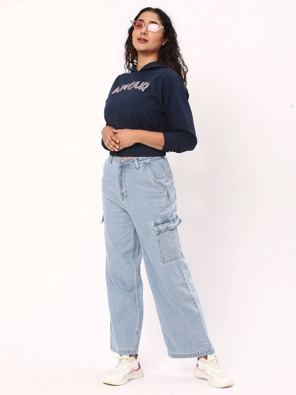 Solid Wide Cotton Blue Jeans | BG78 - view 2