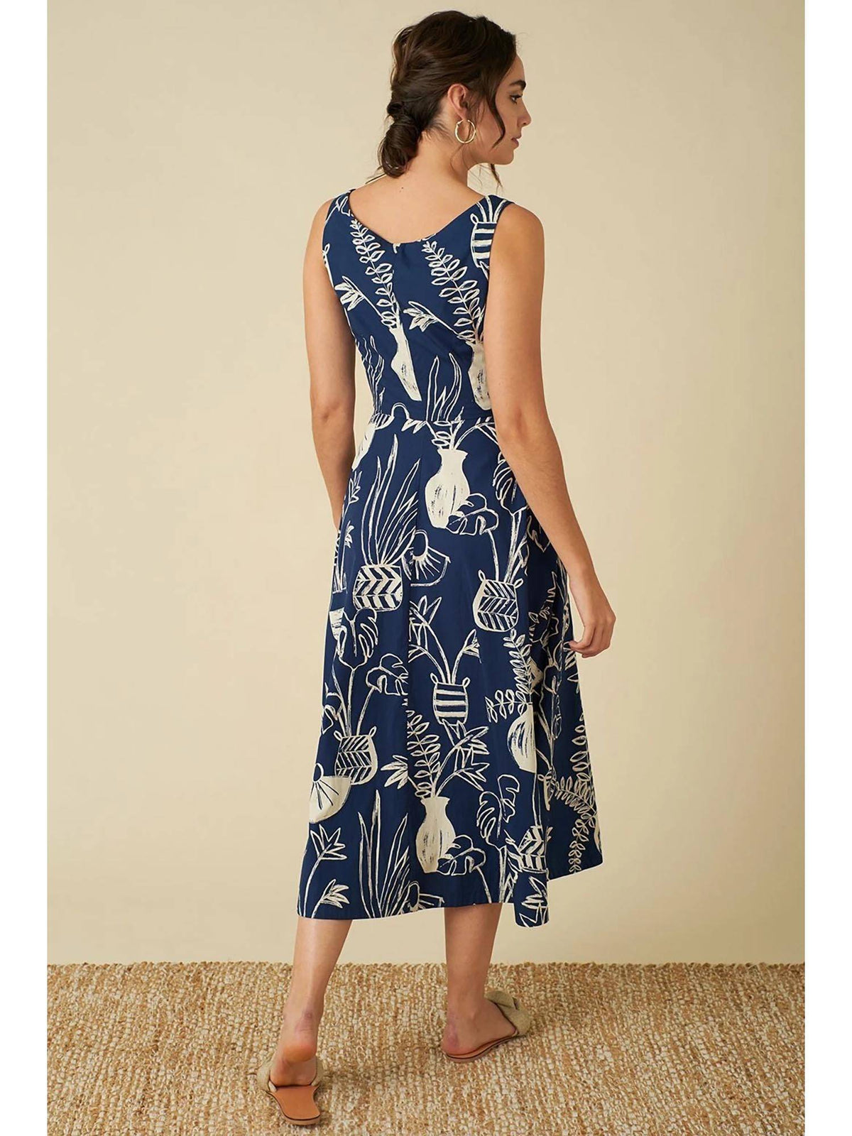 V-Neck Blue Midi Dress | D56 - view 2