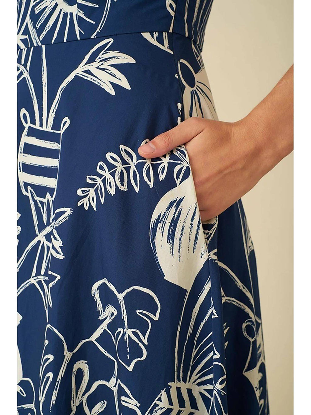 V-Neck Blue Midi Dress | D56 - view 5