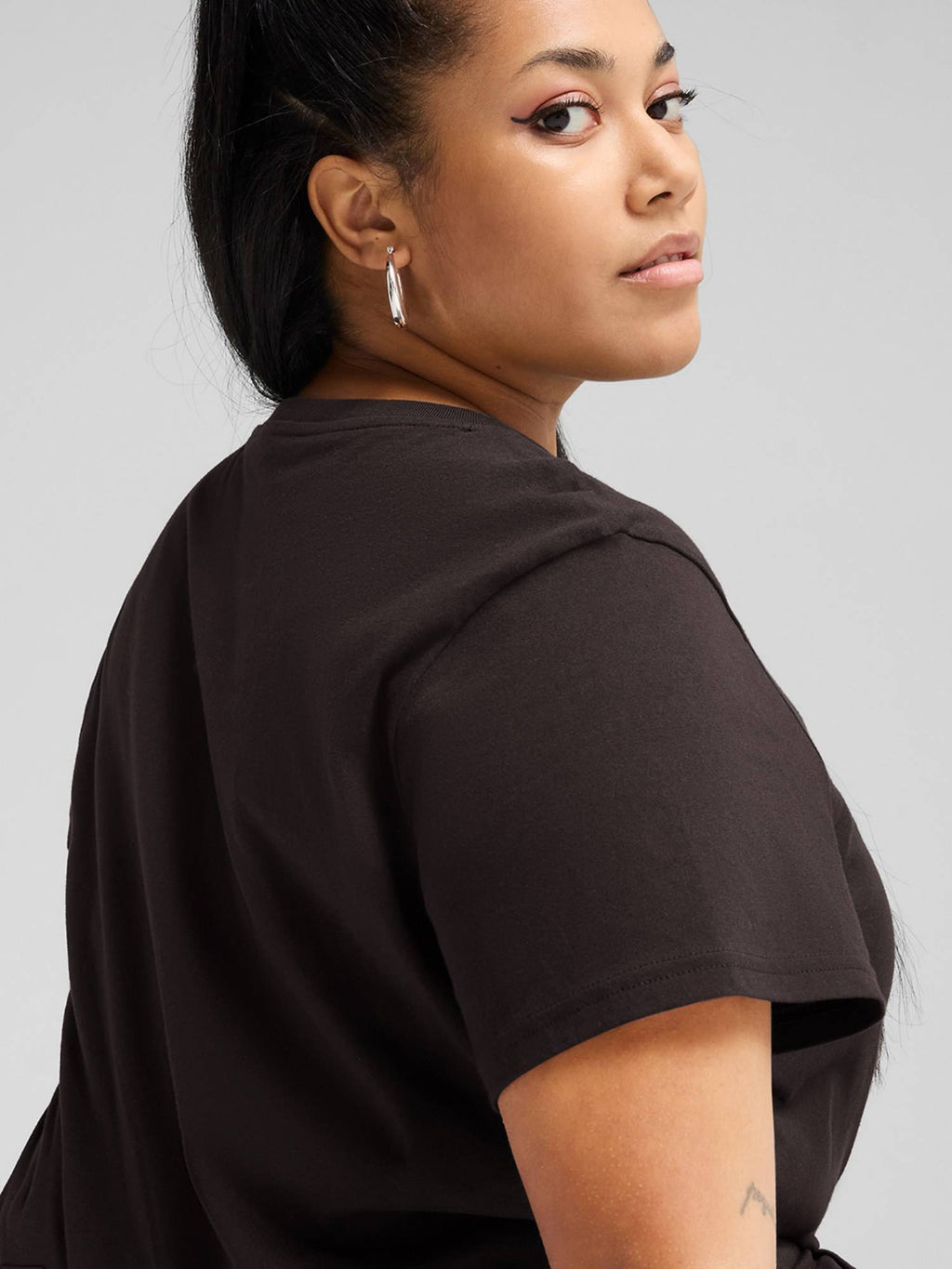 Essentials Foundation Womens Black Solid Cotton T-shirt | TS56 - view 2