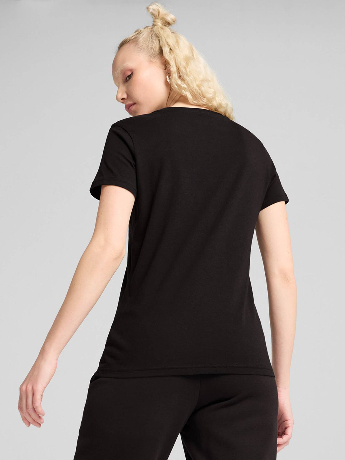 Essentials Foundation Womens Black Solid Cotton T-shirt | TS56 - view 4
