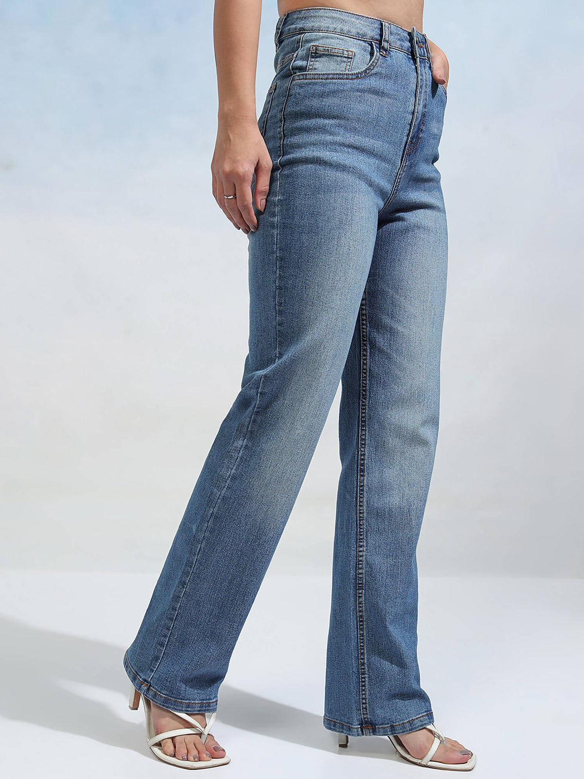 Women Light Blue Straight Fit Jeans | ST23 - view 6