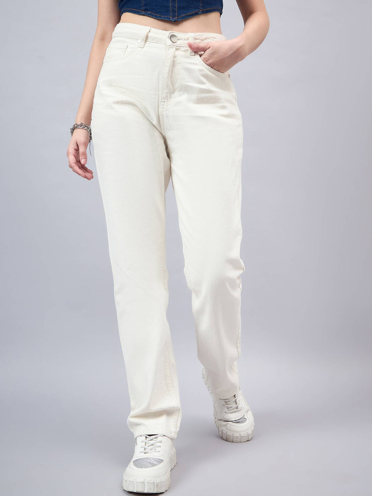 Women Relaxed Fit High Rise Cotton Jeans | RF89 - view 1