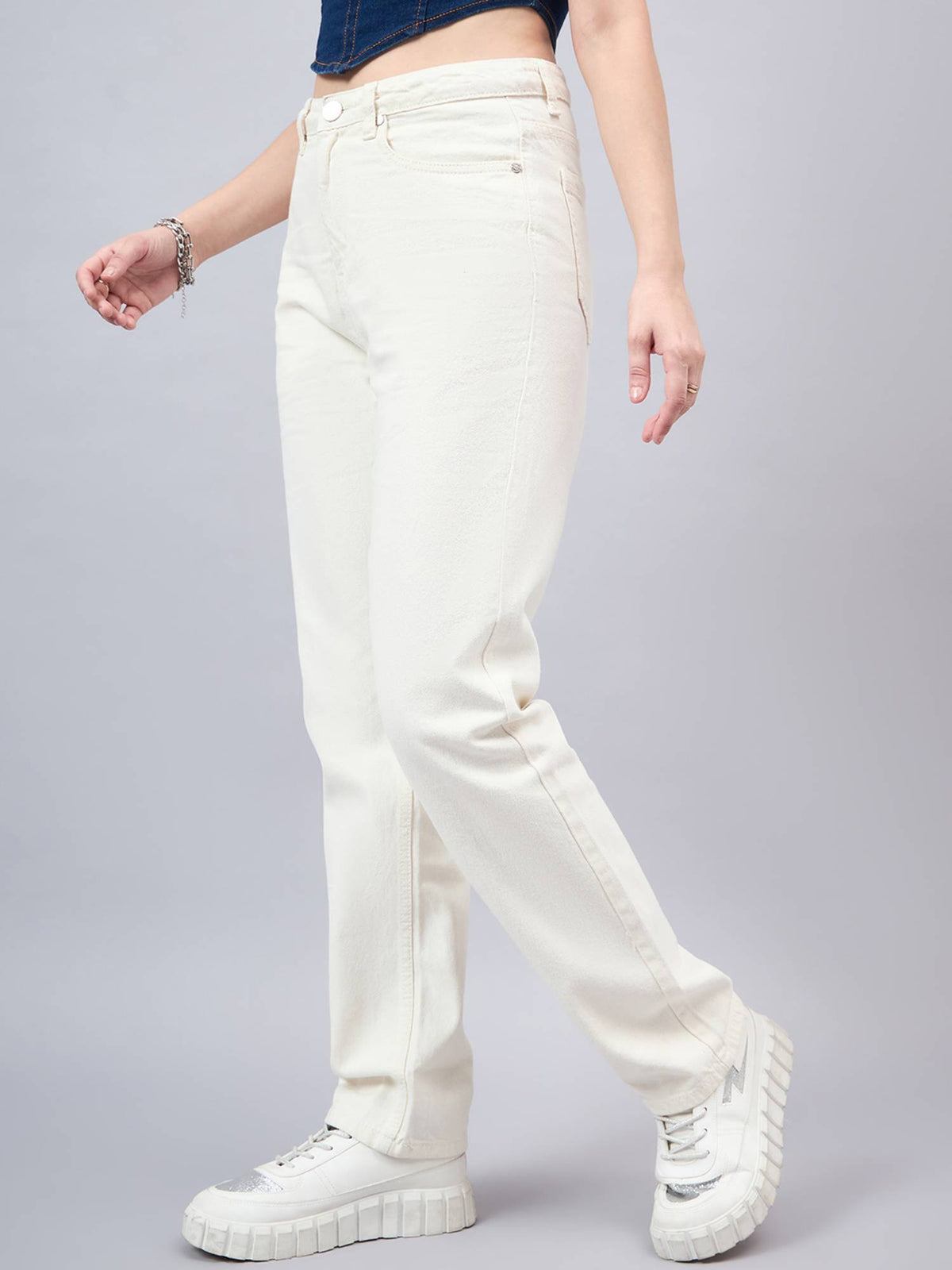 Women Relaxed Fit High Rise Cotton Jeans | RF89 - view 3