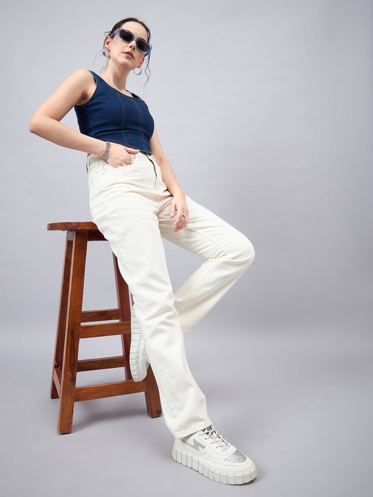 Women Relaxed Fit High Rise Cotton Jeans | RF89 - view 5