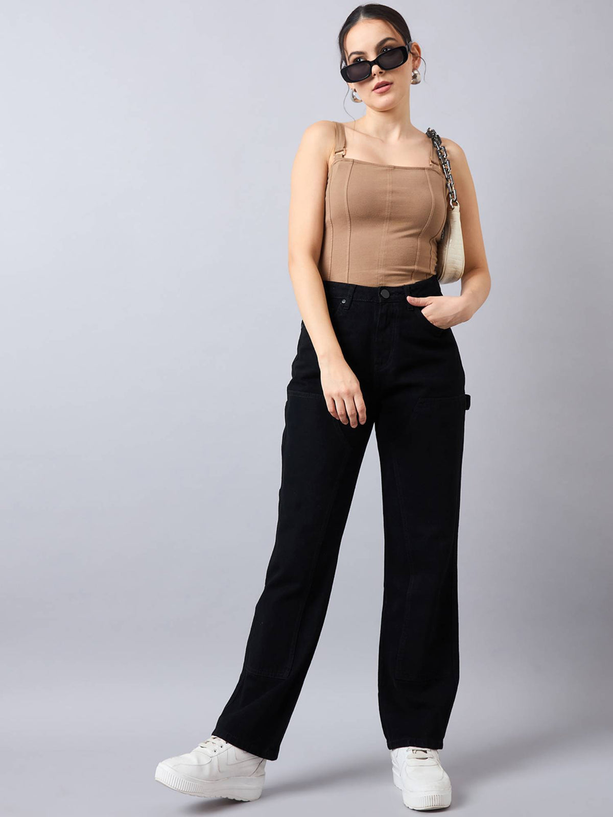 Women Relaxed Fit High Rise Carpenter Jeans | RF89 - view 5