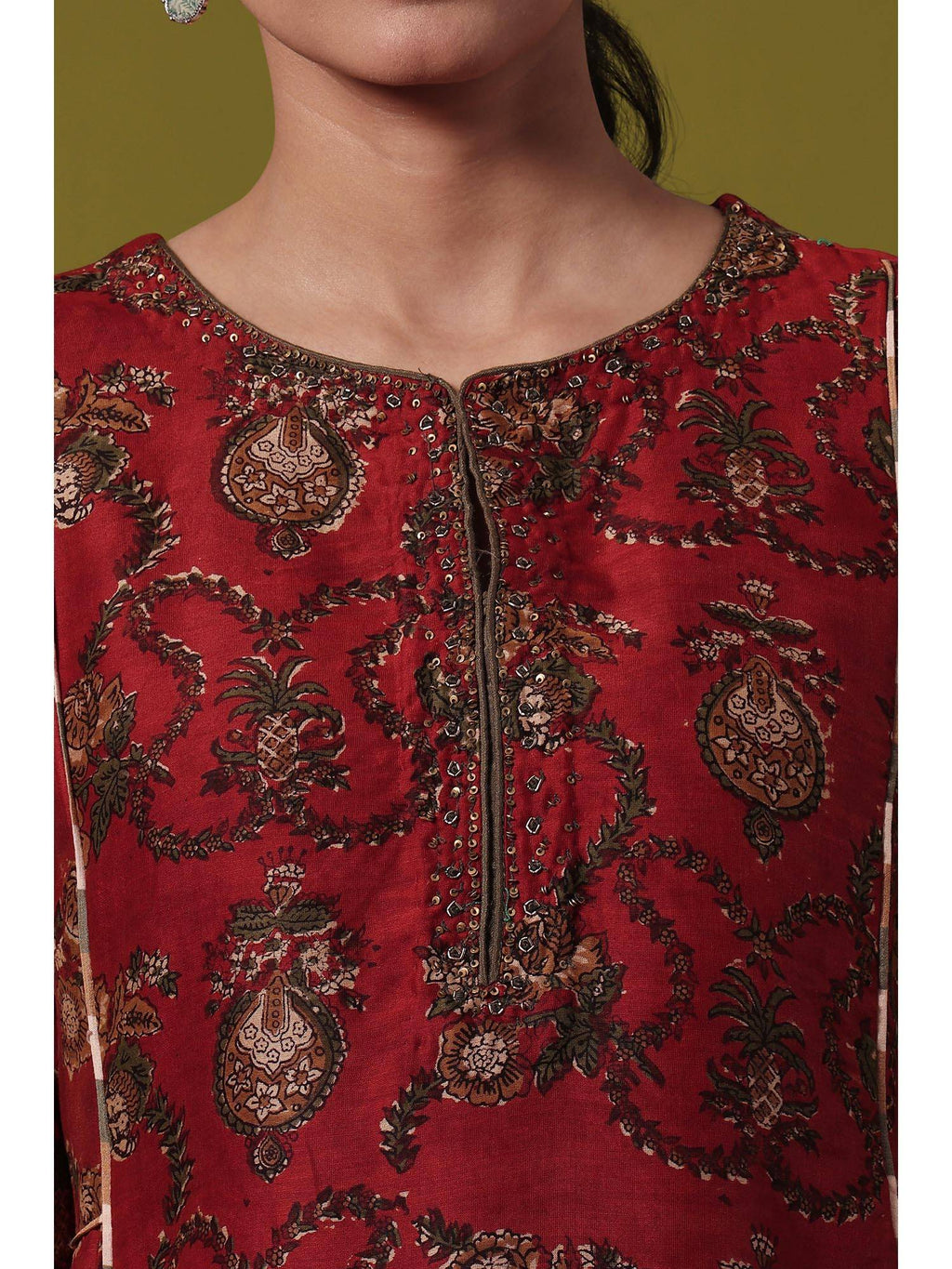 Women's Maroon Floral Anarkali Kurta | FY93 - view 3