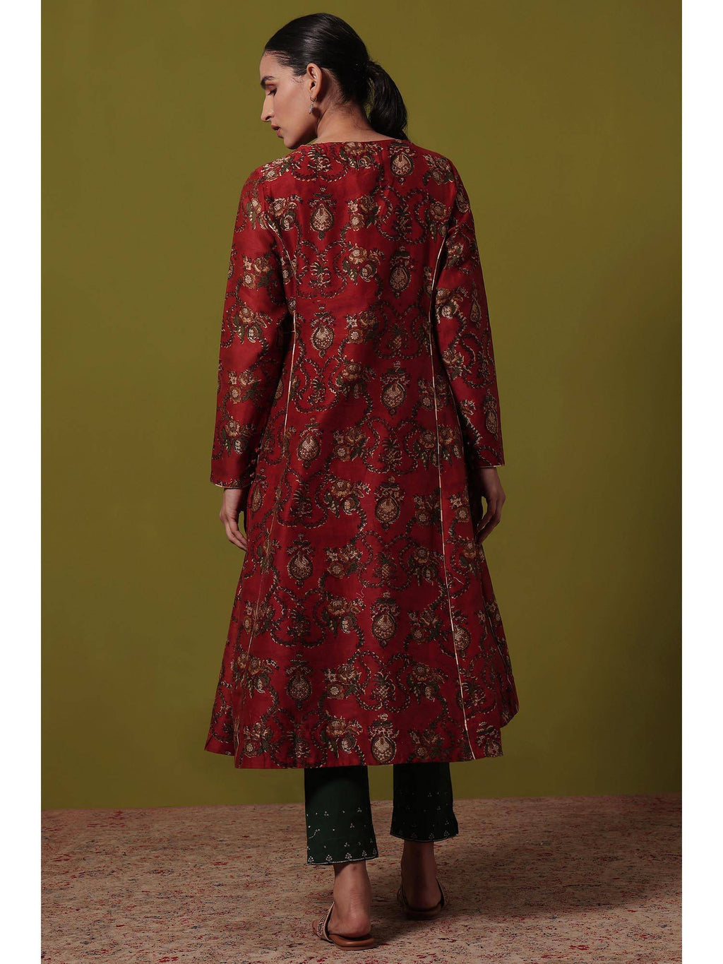 Women's Maroon Floral Anarkali Kurta | KDG - view 5