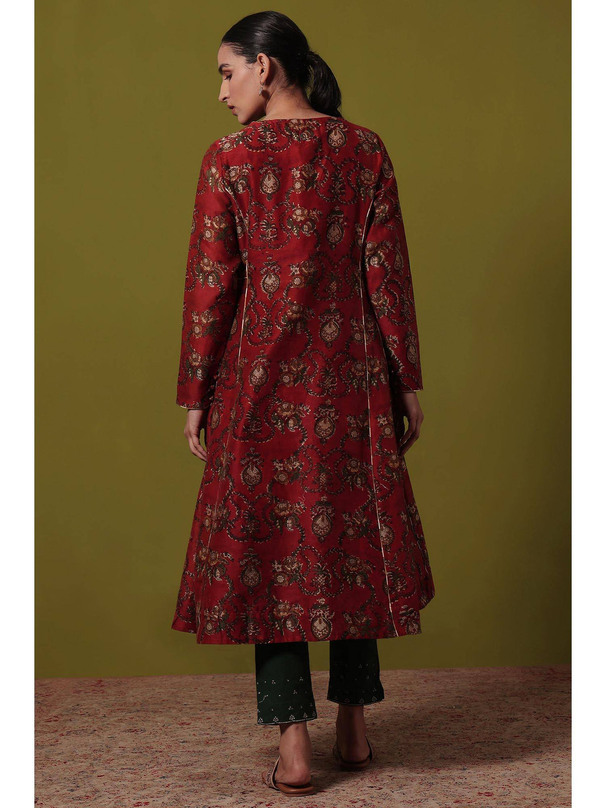 Women's Maroon Floral Anarkali Kurta | KDG - view 5