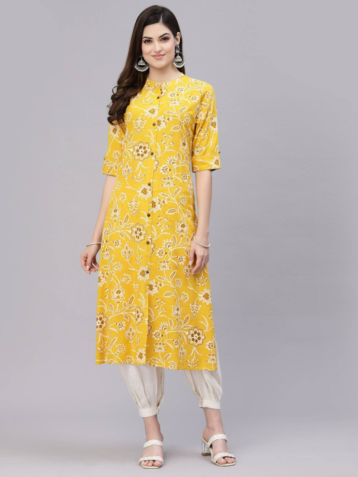 Womens Floral Print Rayon A-line Kurta | KDG - view 10