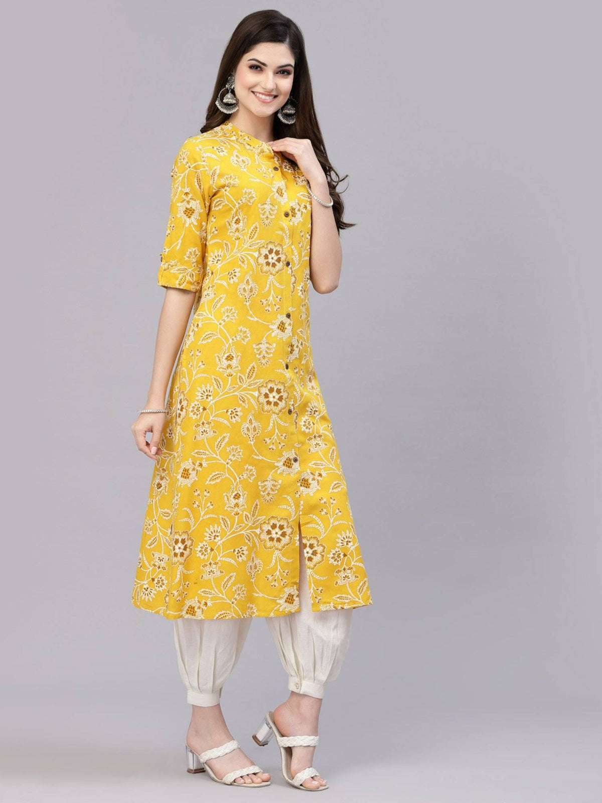 Womens Floral Print Rayon A-line Kurta | KDG - view 11