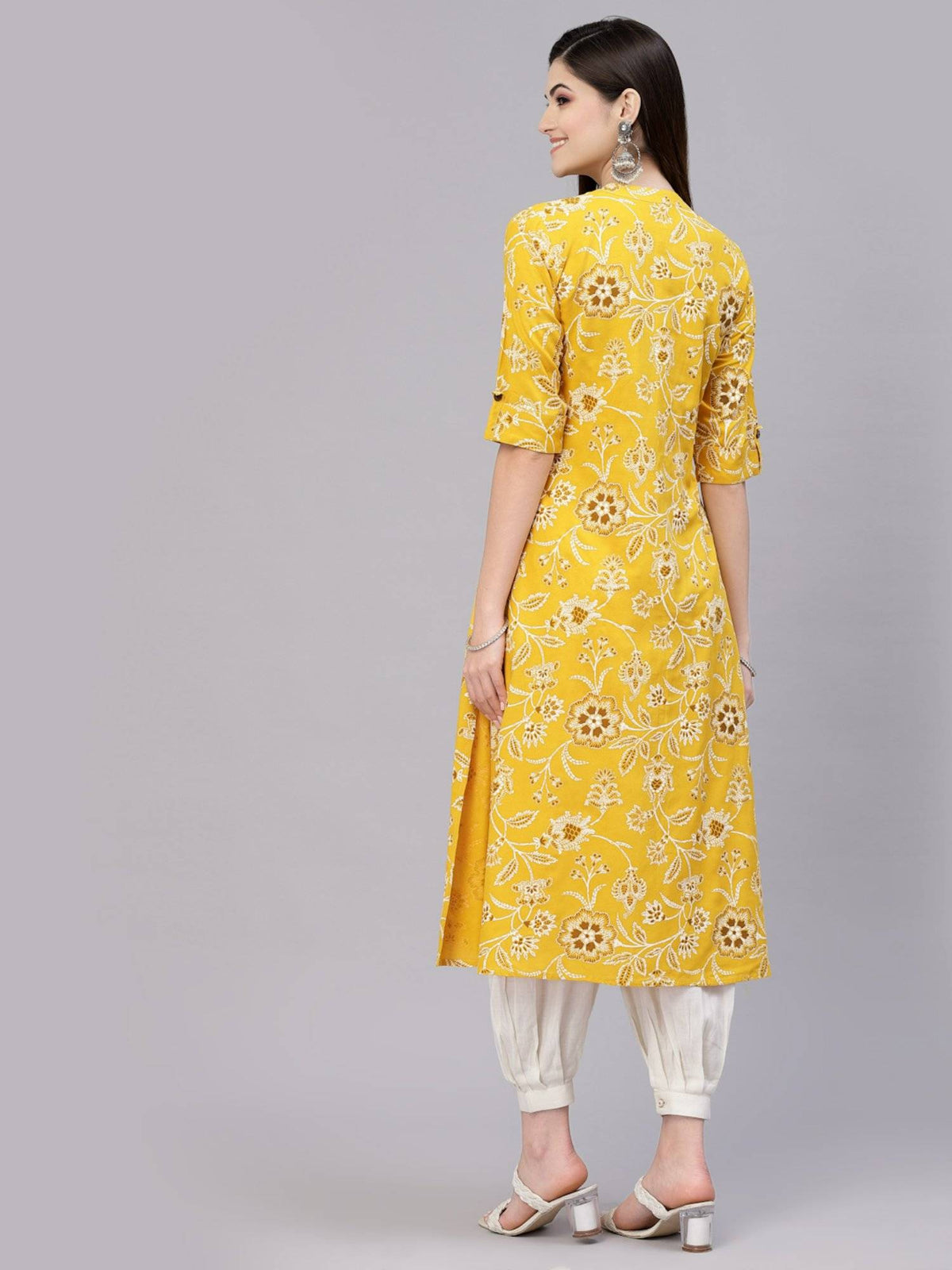 Womens Floral Print Rayon A-line Kurta | KDG - view 12