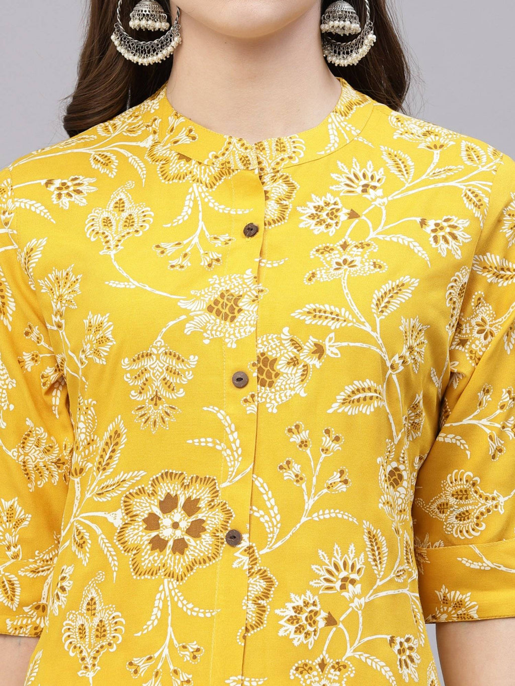 Womens Floral Print Rayon A-line Kurta | KDG - view 13