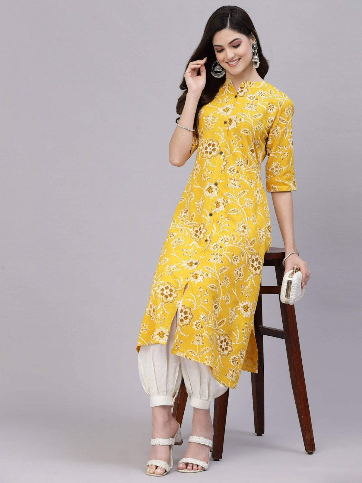 Womens Floral Print Rayon A-line Kurta | KDG - view 15