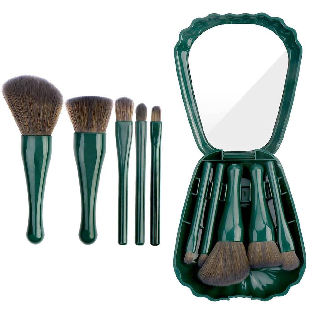Sea Shell Makeup Brushes With Mirror - Green | T32 - view 2