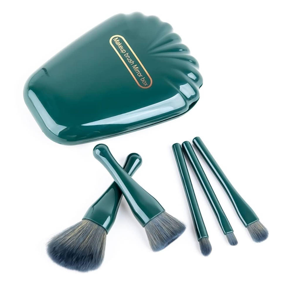 Sea Shell Makeup Brushes With Mirror - Green | T32 - view 3