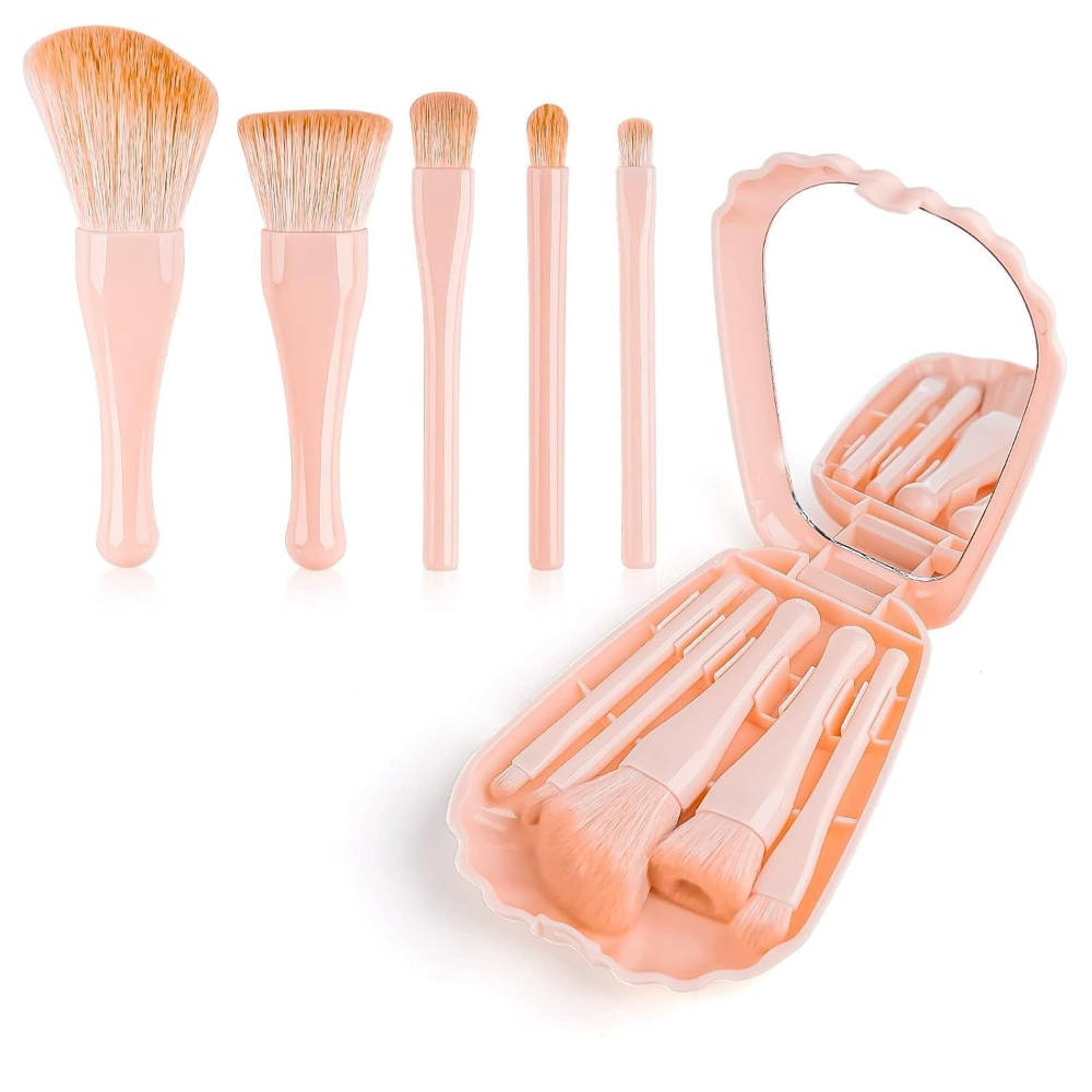 Sea Shell Makeup Brushes With Mirror - Pink | C83 - view 1