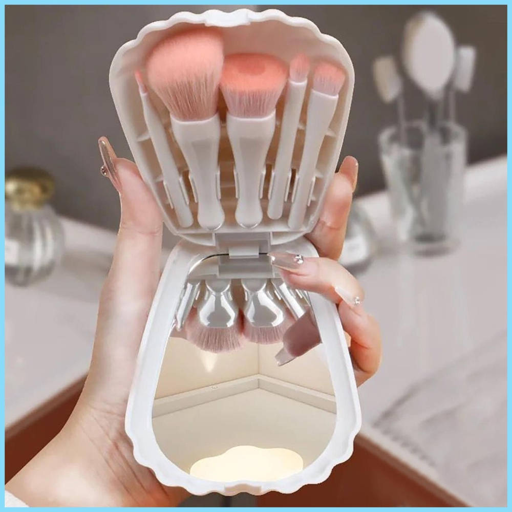 Sea Shell Makeup Brushes With Mirror - Pink | T32 - view 3