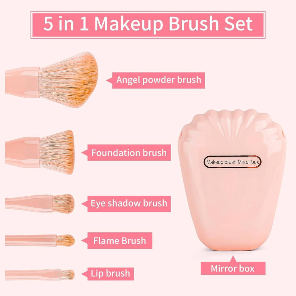 Sea Shell Makeup Brushes With Mirror - Pink | C83 - view 5