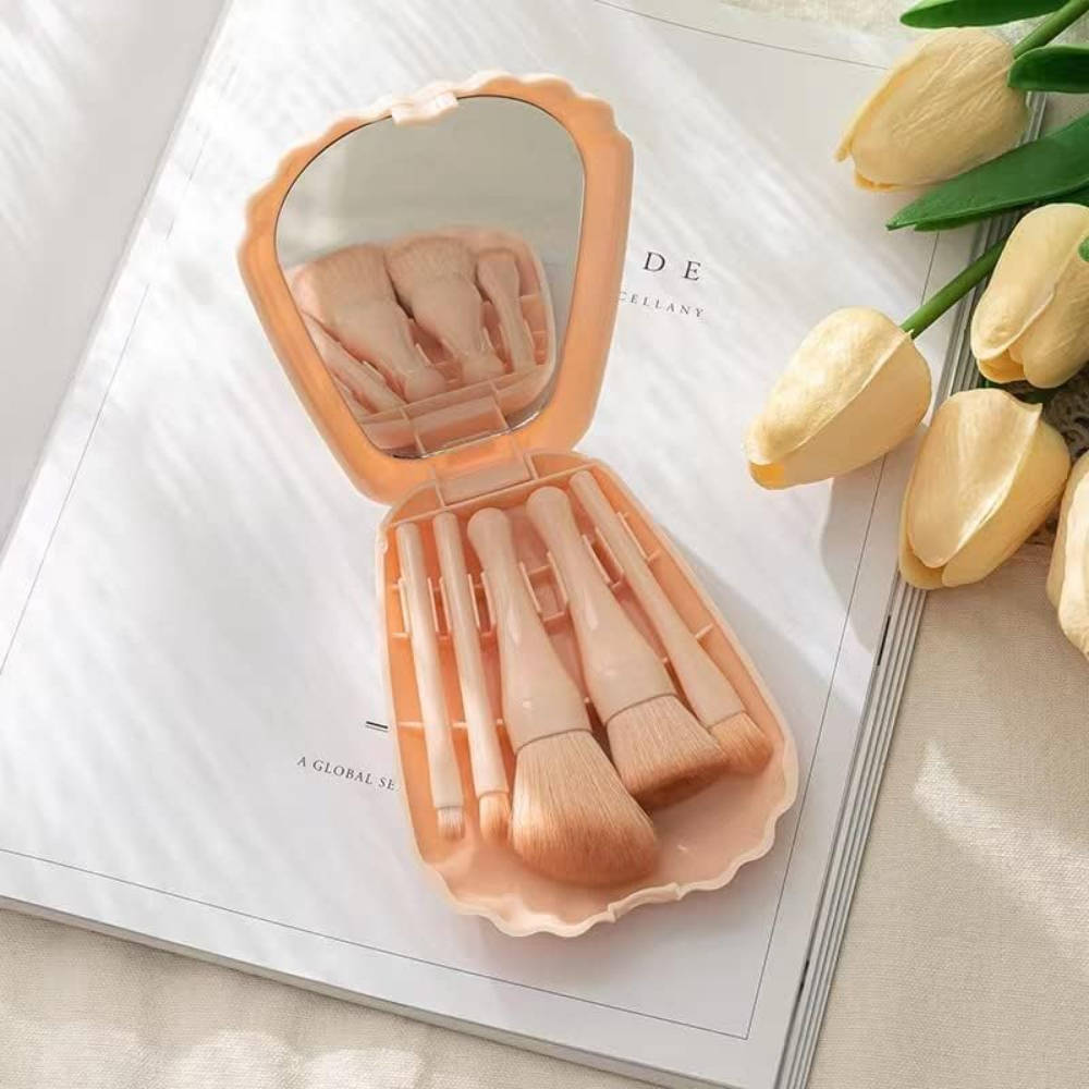 Sea Shell Makeup Brushes With Mirror - Pink | C83 - view 7