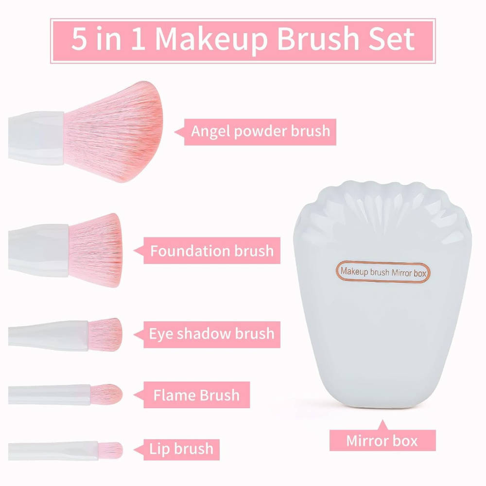 Sea Shell Makeup Brushes With Mirror - White | T32 - view 4