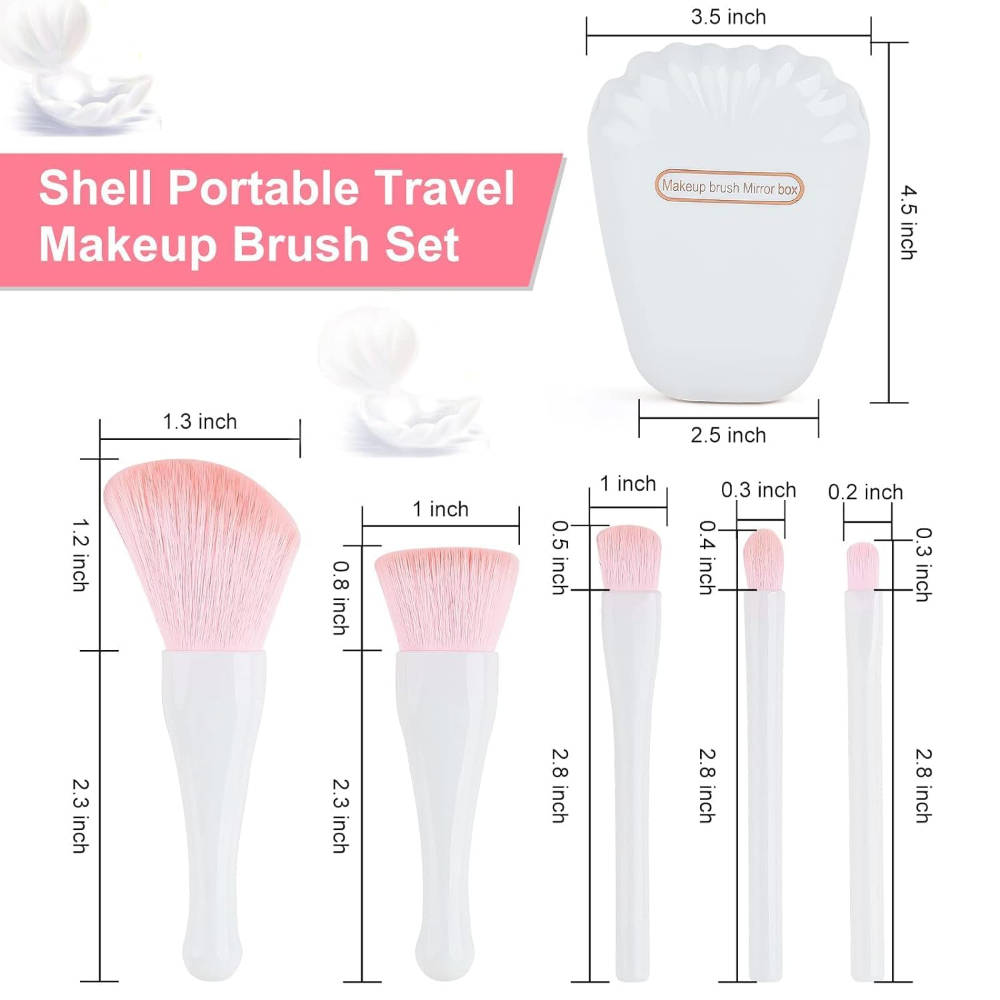 Sea Shell Makeup Brushes With Mirror - White | T32 - view 5
