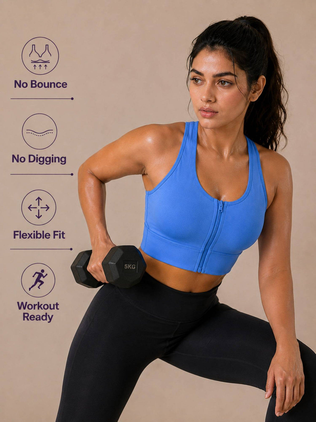 Black Padded Wire free Sports Bra for Women | sb09 - view 8