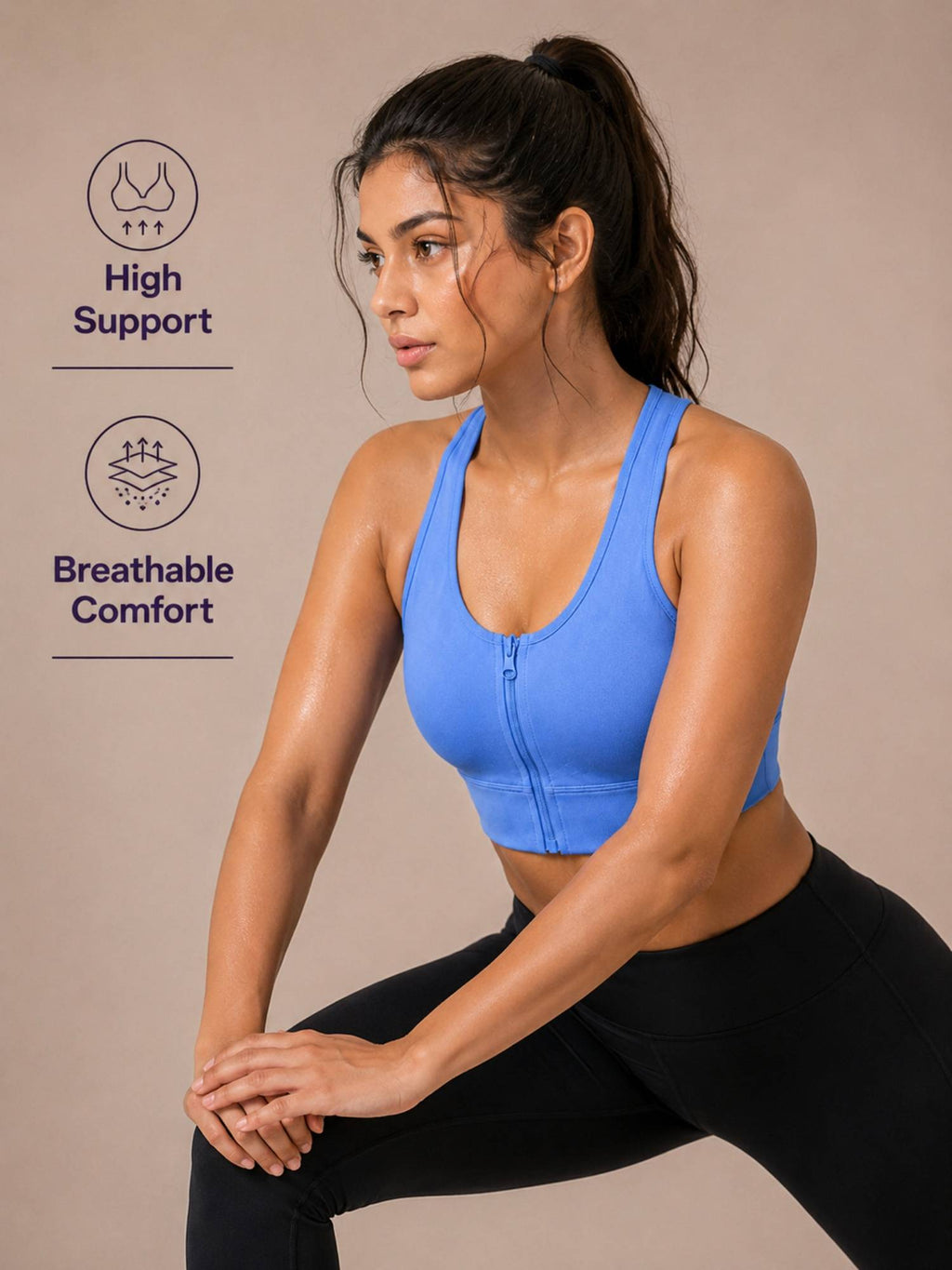 Black Padded Wire free Sports Bra for Women | sb09 - view 9