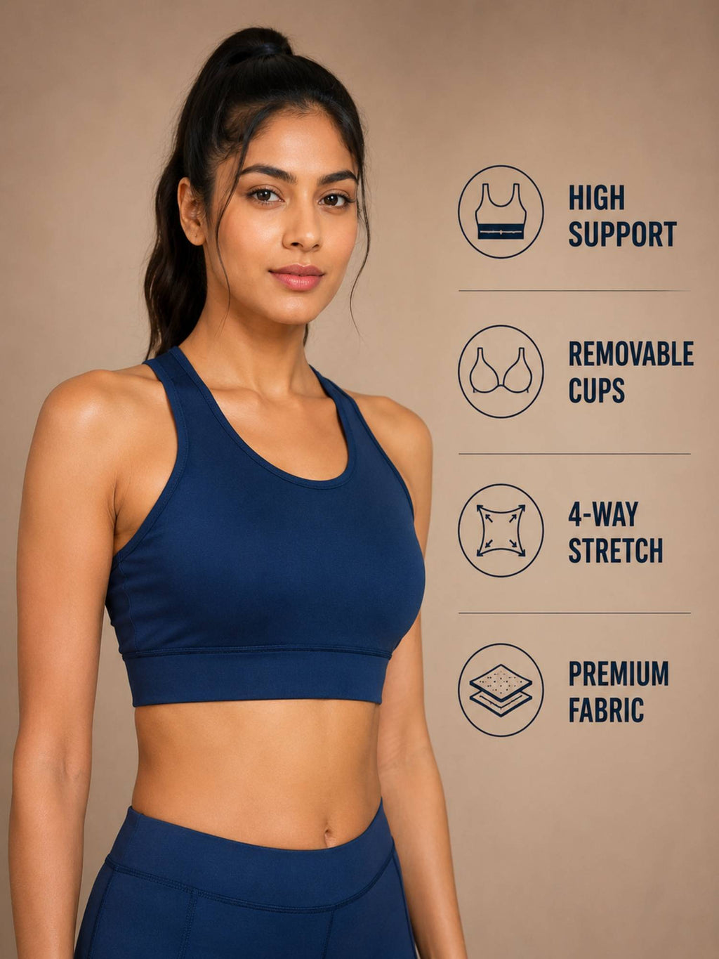 Black Padded Wire free Sports Bra for Women | sb09 - view 10