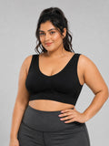 Black Padded Wire Free and High Coverage Sports Bra | sb09 - view 1
