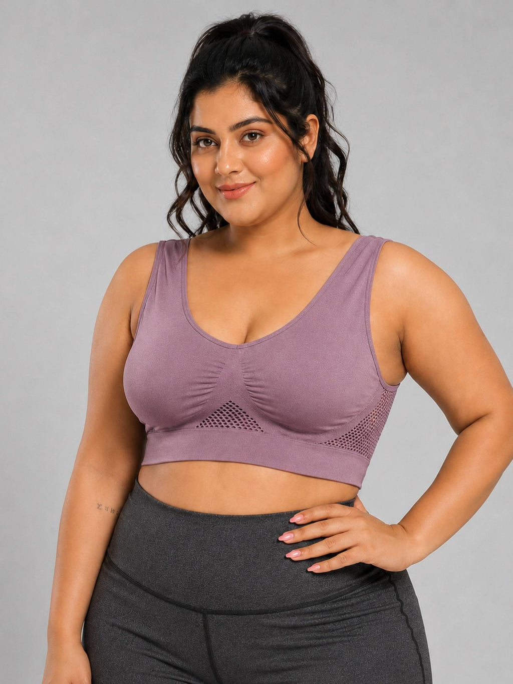 Black Padded Wire Free and High Coverage Sports Bra | sb09 - view 7
