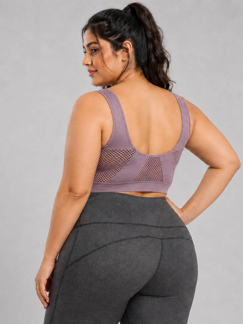 Lavender Padded Wire Free and High Coverage Sports Bra | sb09 - view 2