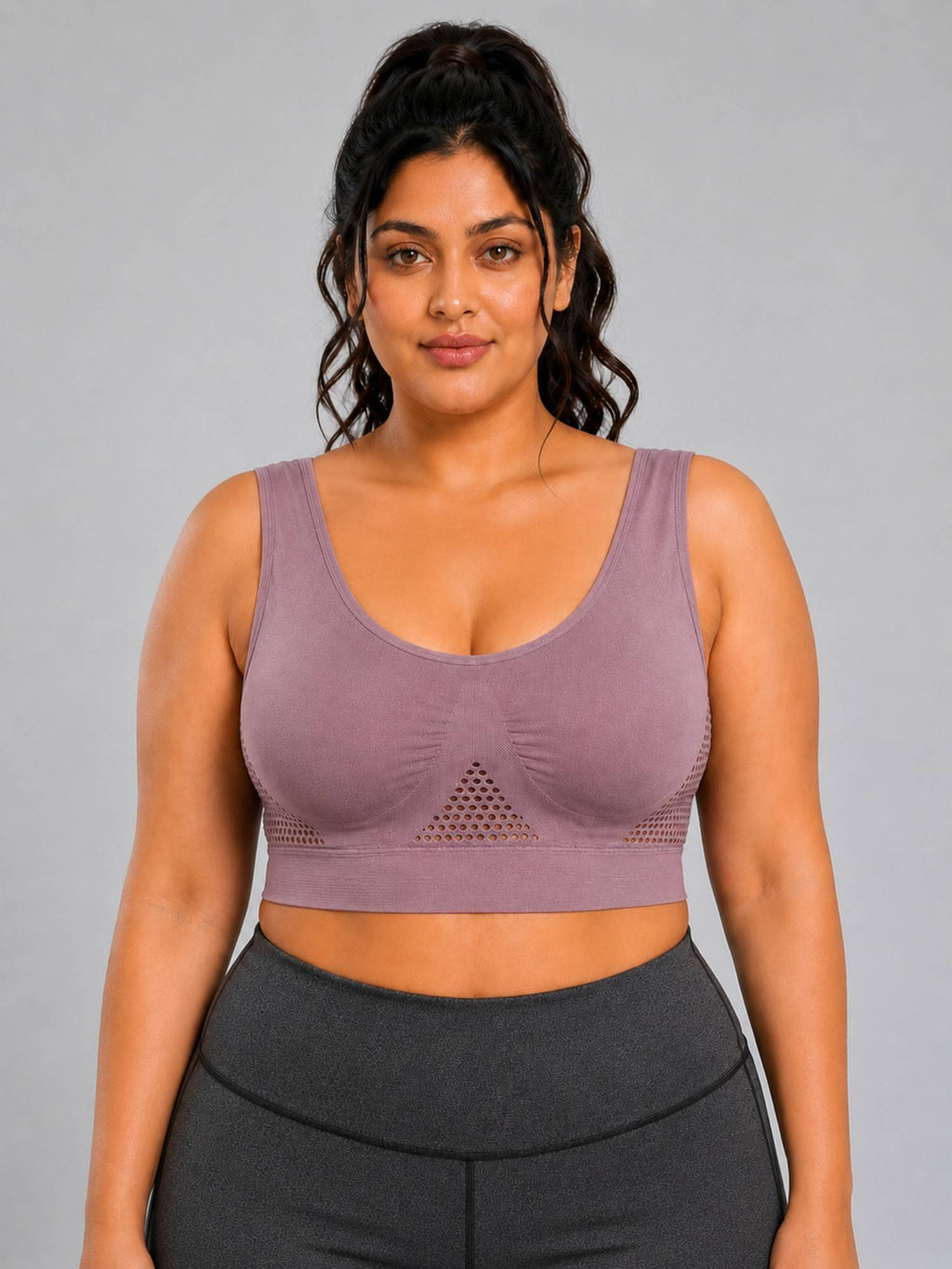 Black Padded Wire Free and High Coverage Sports Bra | sb09 - view 11