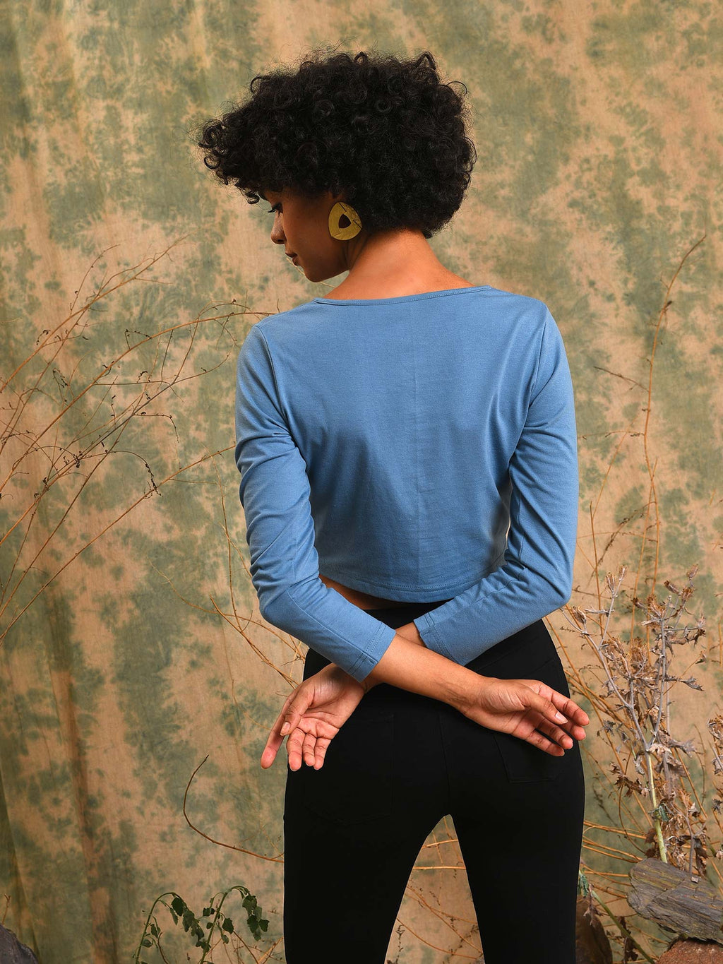 Women Blue Solid Stylish Casual Crop Top | CT61 - view 4