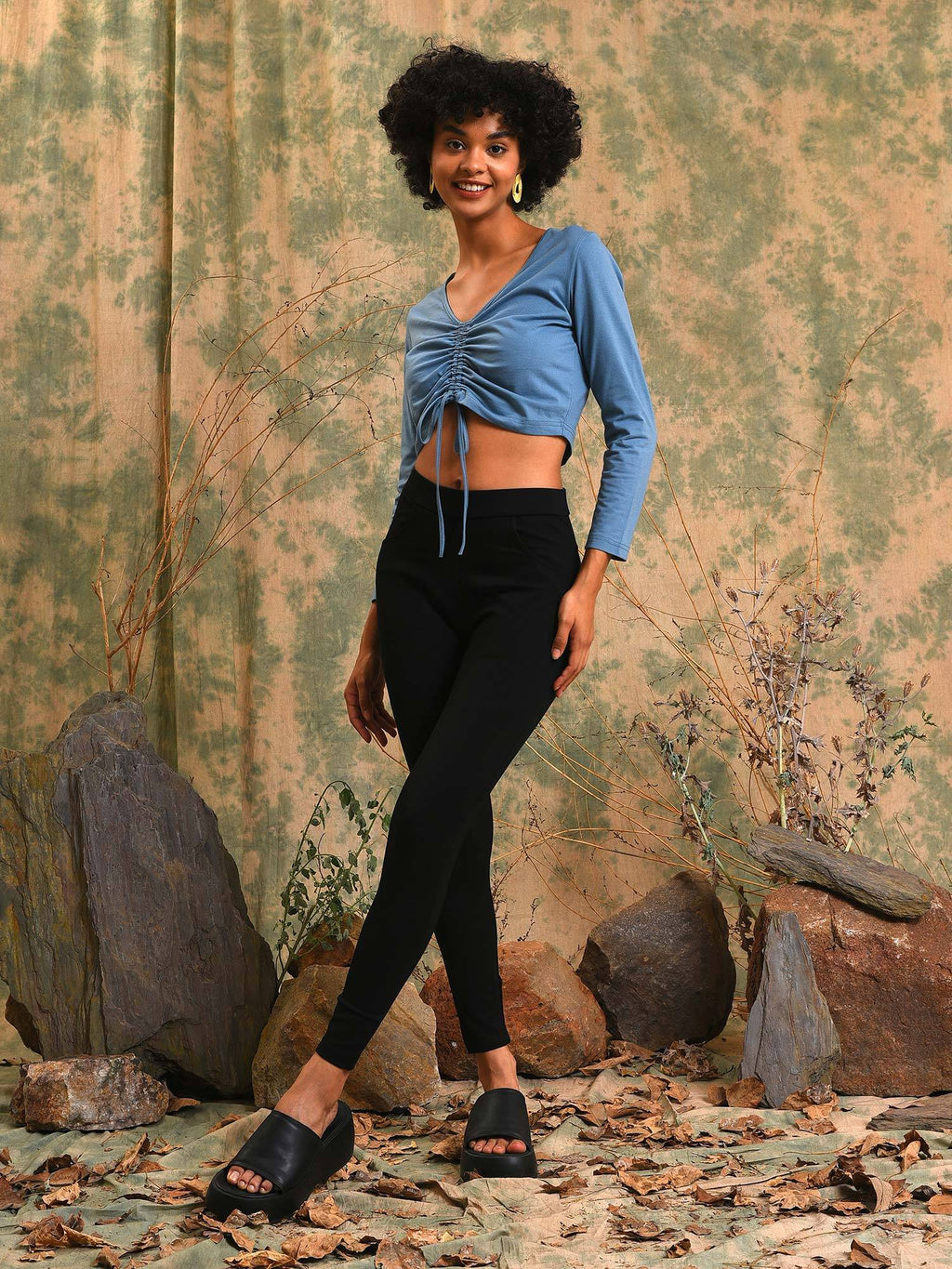 Women Blue Solid Stylish Casual Crop Top | CT61 - view 6