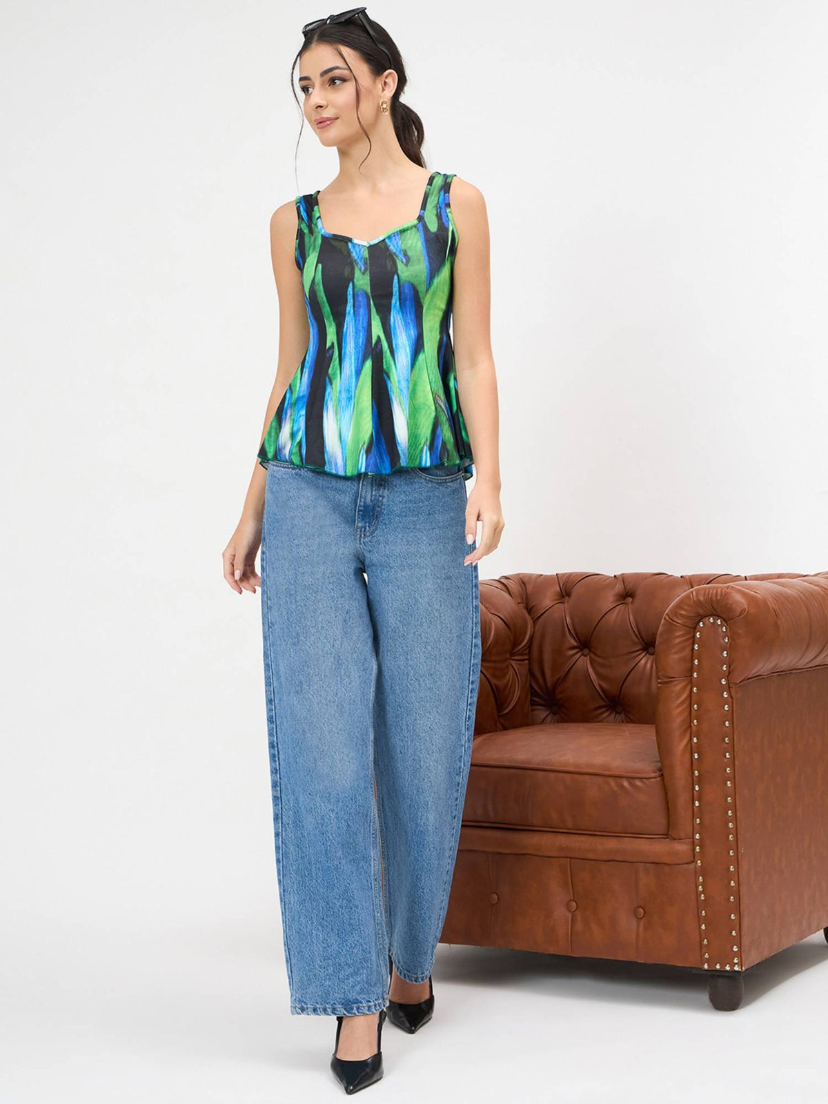 Stretchable Panelled Peplum Top | pt51 - view 2