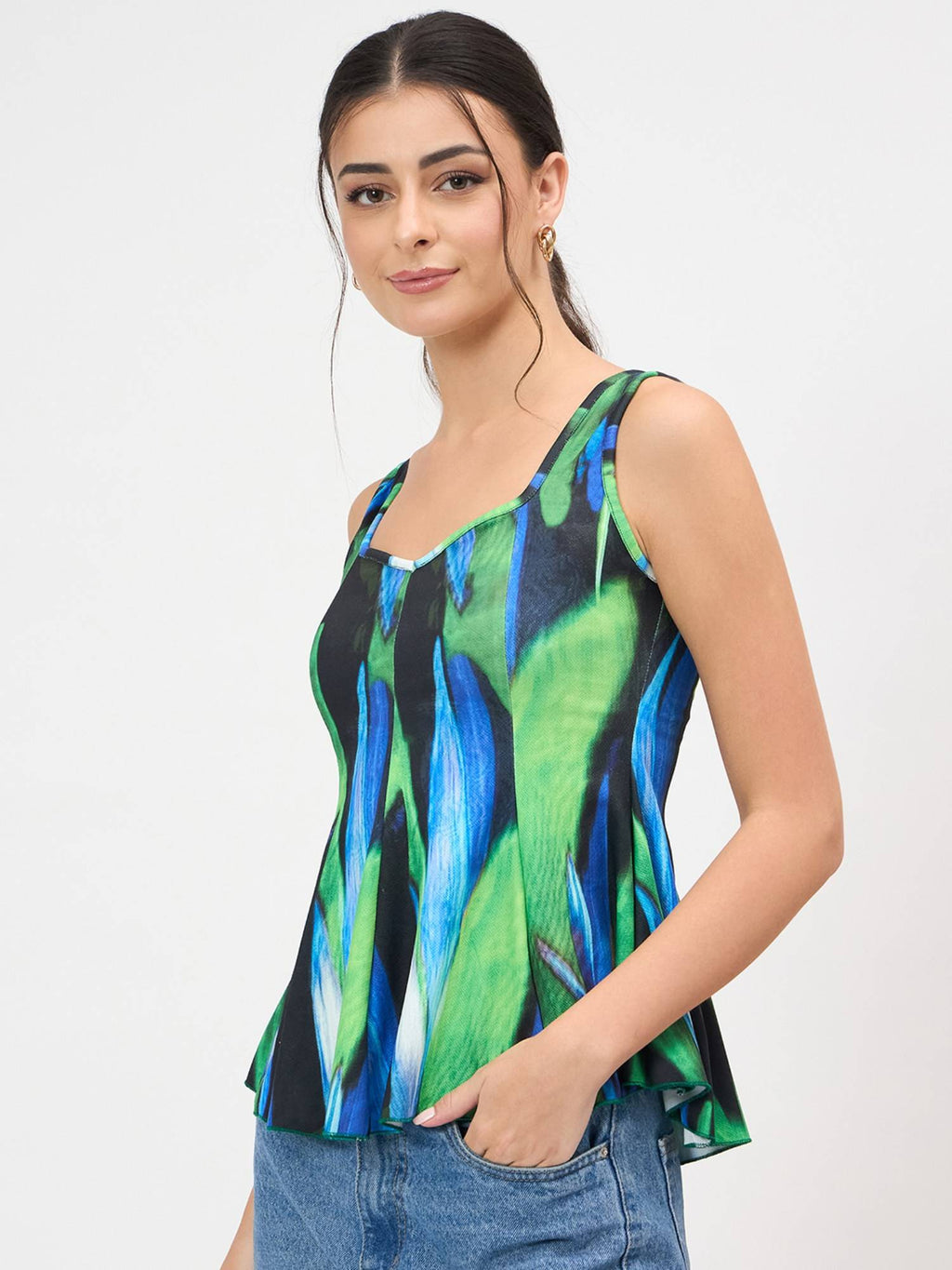 Stretchable Panelled Peplum Top | pt51 - view 3