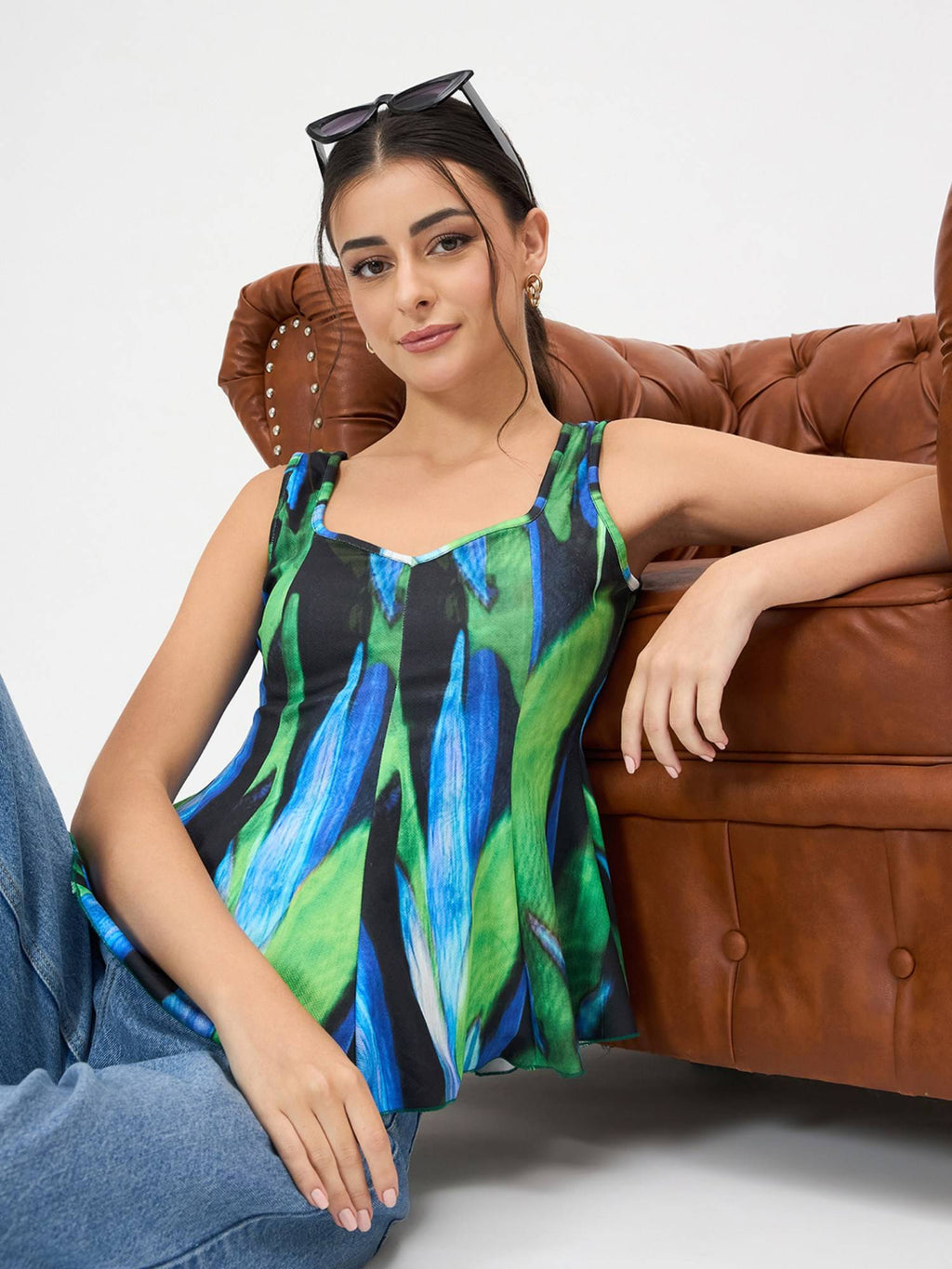 Stretchable Panelled Peplum Top | pt51 - view 6