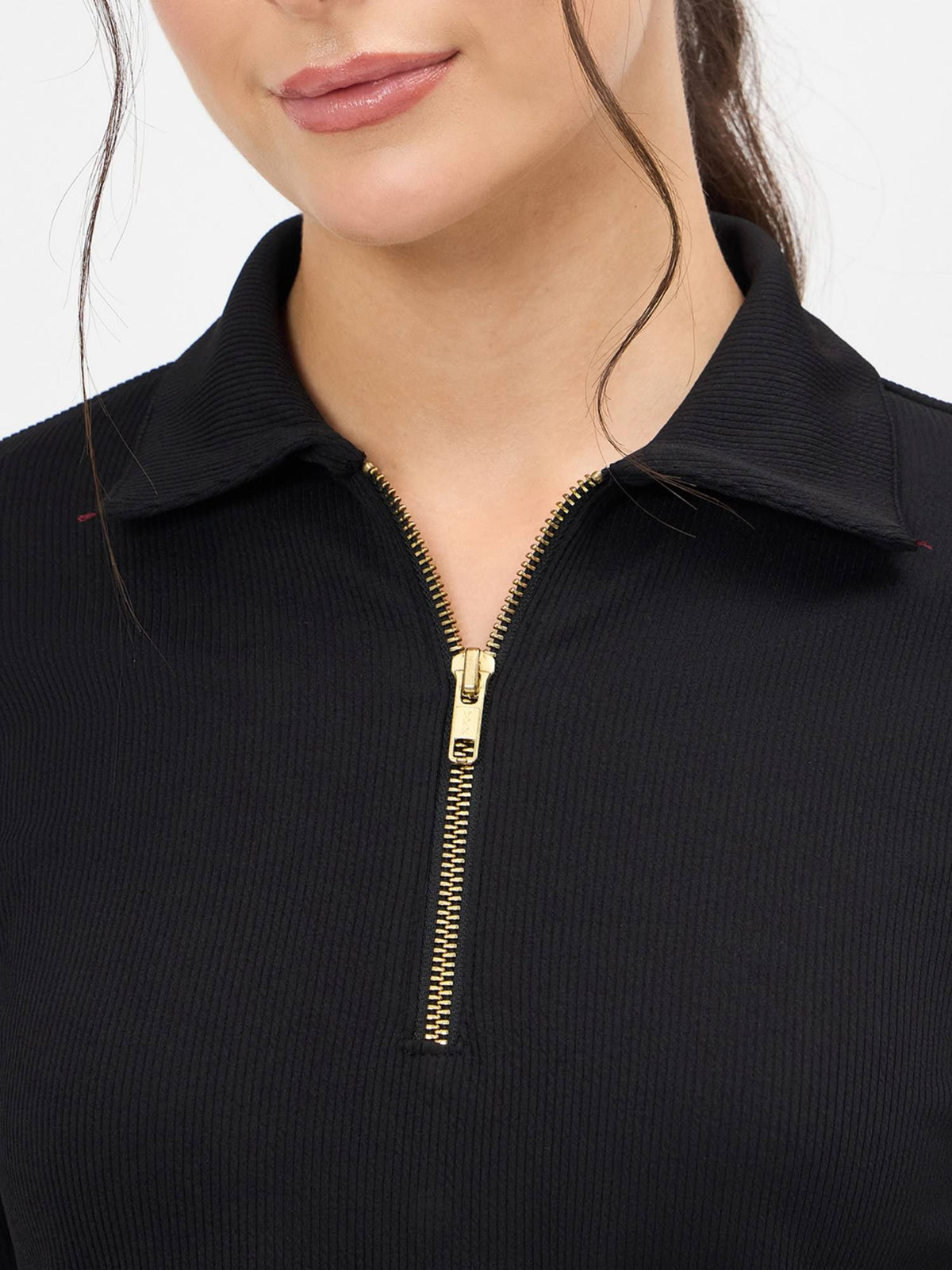 Stretchable Full Sleeves Front Zip Up Polo T-Shirt | PW43 - view 5