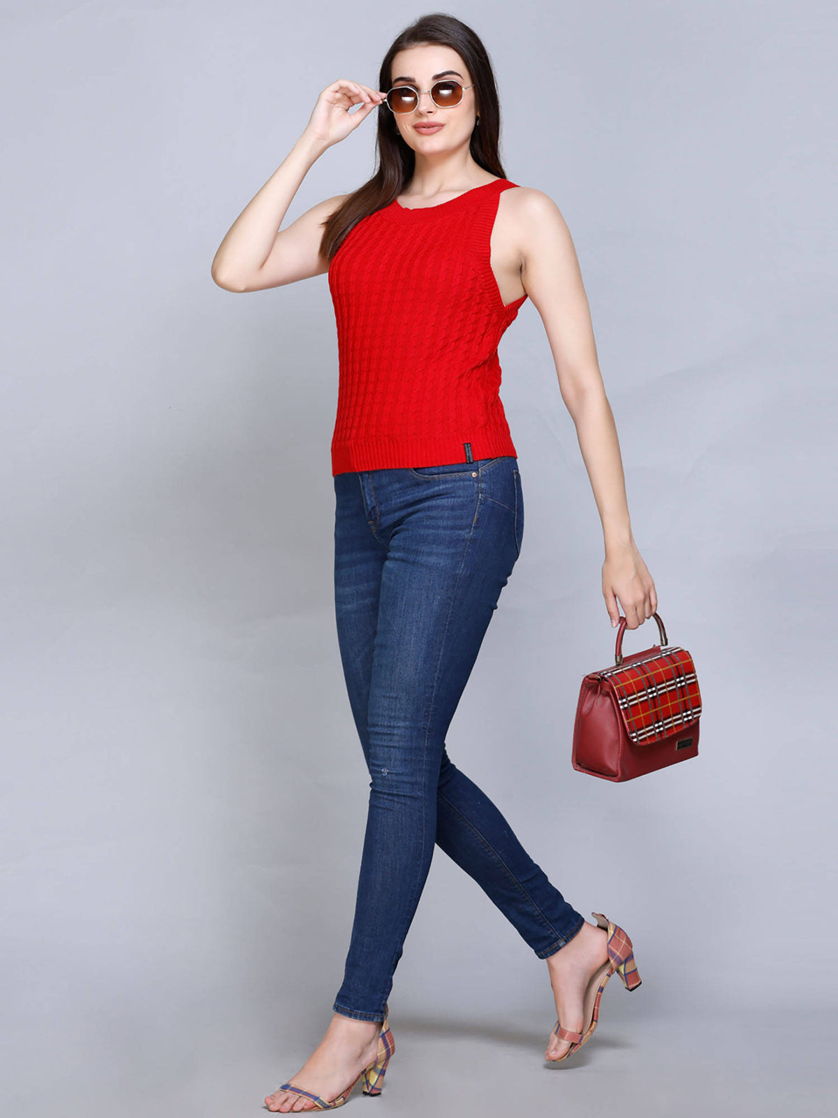 Cable Knit Halter Neck Sleeveless Slim Fit Smart Casual Summer Top | HT67 - view 2