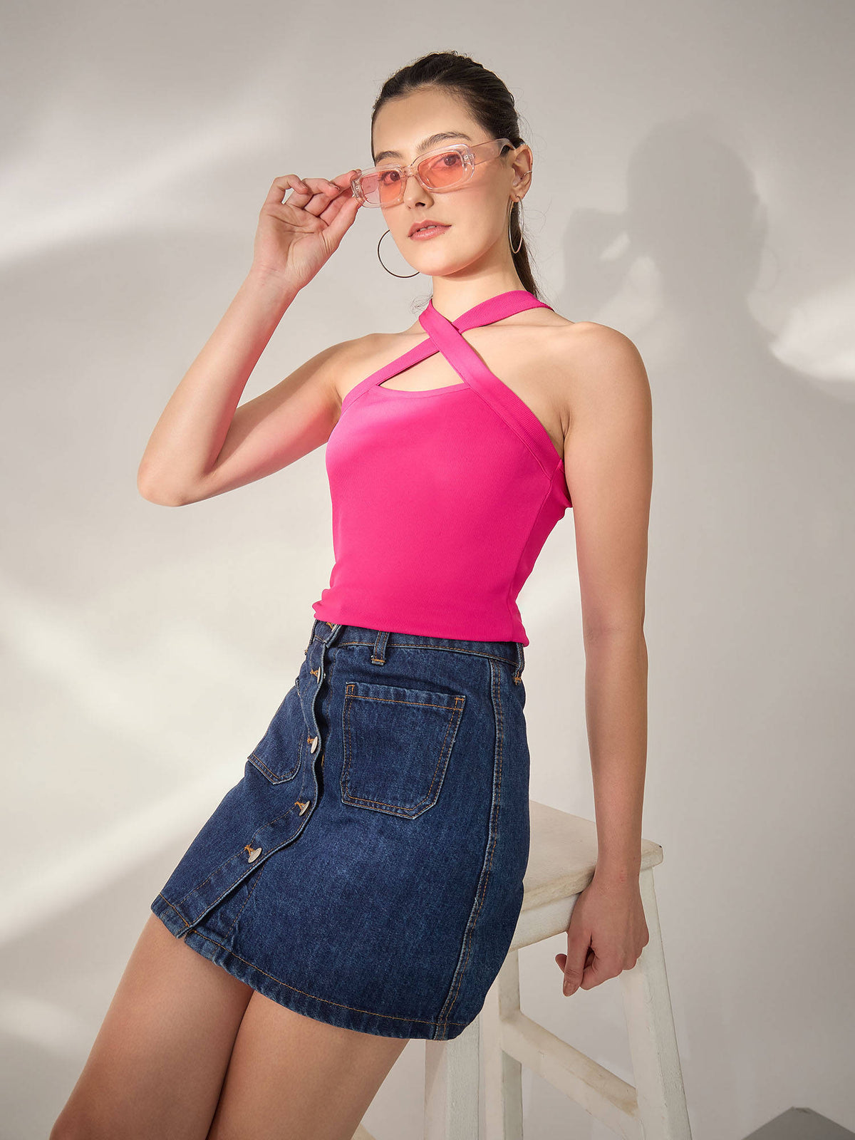 Ribbed Knitted Halter Neck Top | HT67 - view 6