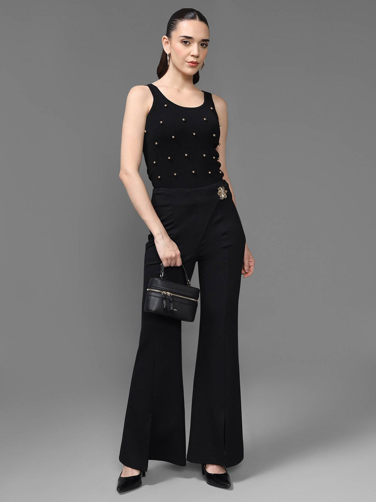 Women Black Embellished Tank Top | TT98 - view 5