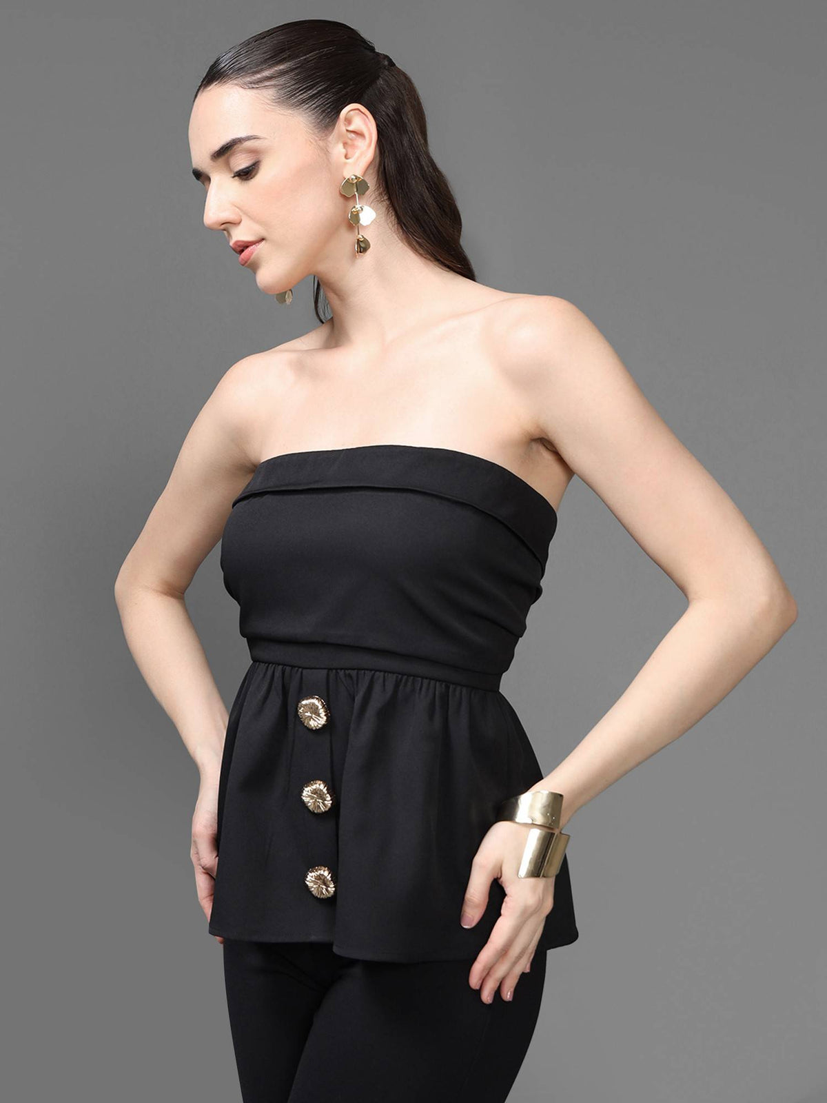 Women Solid Strapless Top | TT90 - view 3
