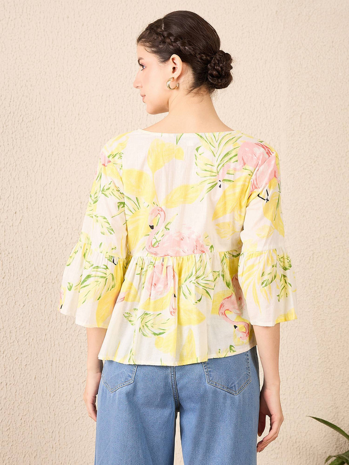 Bell Sleeve Cotton Peplum White Top | pt51 - view 5