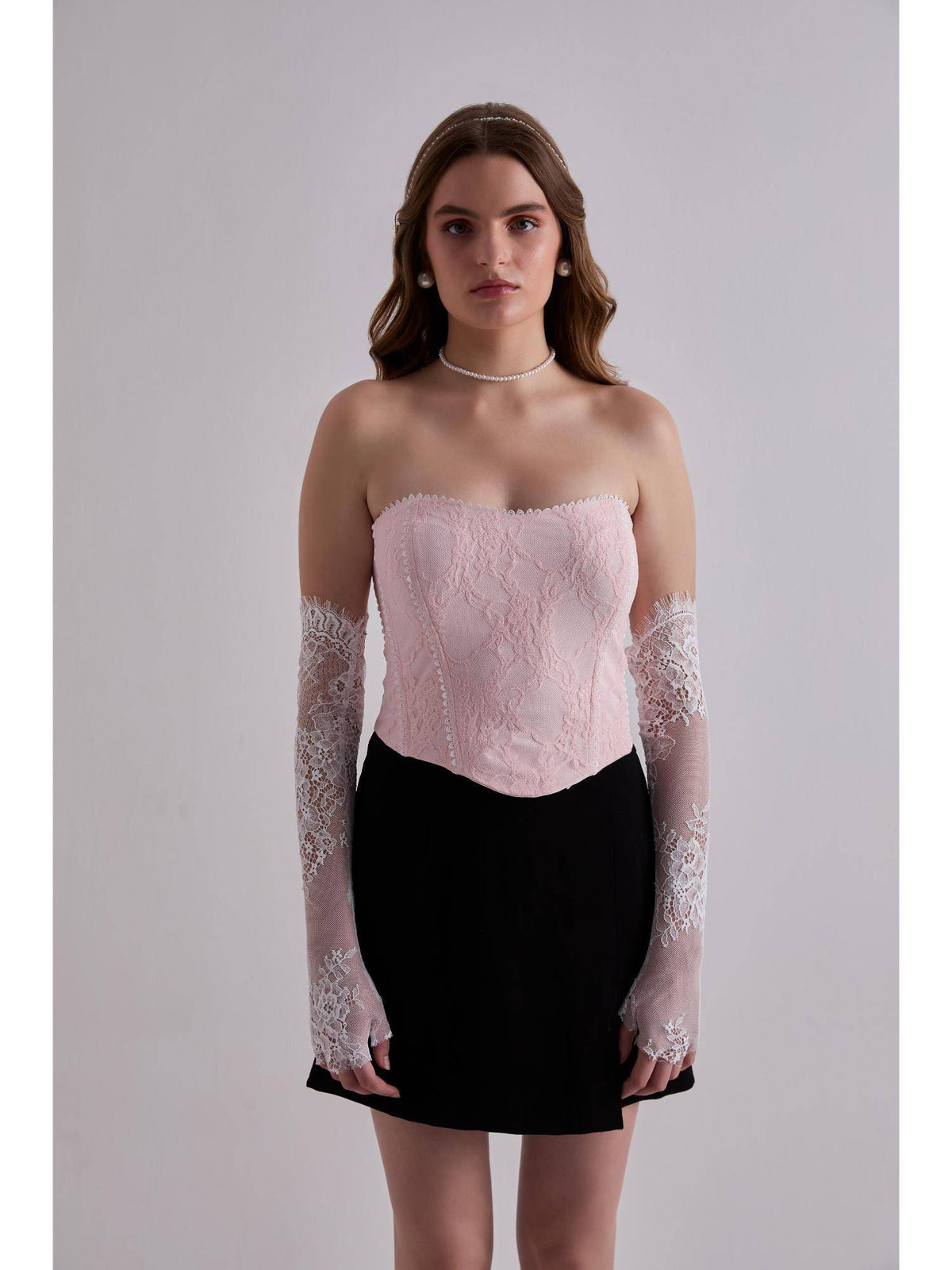 Lace Whisper Pink Corset Top | TT90 - view 1